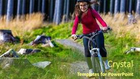  Presentation with healthy lifestyle - Presentation design with healthy-lifestyle-teenage-girl-biking background and a tawny brown colored foreground