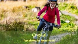 Presentation with biking - Colorful presentation theme enhanced with healthy-lifestyle-teenage-girl-biking backdrop and a tawny brown colored foreground
