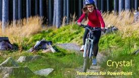  Presentation with healthy lifestyle - Colorful PPT theme enhanced with healthy-lifestyle-teenage-girl-biking backdrop and a tawny brown colored foreground