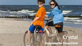  Presentation with biking - Cool new PPT theme with water cycle kids - healthy lifestyle - teenage girl backdrop and a coral colored foreground