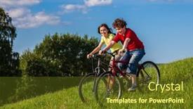  Presentation with bicycles - PPT layouts with healthy-lifestyle-teenage-girl background and a tawny brown colored foreground