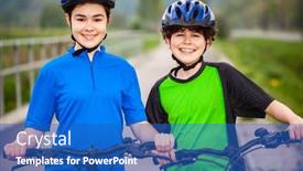  Presentation with bicycles - PPT layouts consisting of healthy-lifestyle-teenage-girl background and a teal colored foreground
