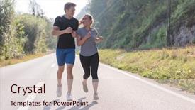  Presentation with healthy lifestyle - Colorful PPT layouts enhanced with healthy lifestyle while jogging along backdrop and a lemonade colored foreground