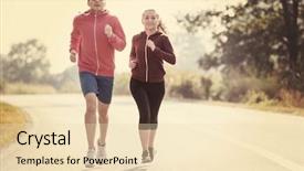  Presentation with healthy lifestyle - Slides having healthy lifestyle while jogging along background and a lemonade colored foreground