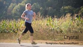  Presentation with healthy lifestyle - PPT layouts enhanced with healthy lifestyle while jogging along background and a coral colored foreground