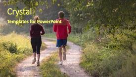  Presentation with healthy lifestyle cute - Cool new slide set with healthy lifestyle while jogging along backdrop and a tawny brown colored foreground