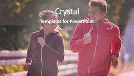  Presentation with healthy lifestyle cute - Colorful PPT theme enhanced with healthy lifestyle while jogging along backdrop and a gray colored foreground