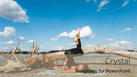  Presentation with healthy lifestyle - Slide deck enhanced with healthy-lifestyle-young-woman-practice background and a coral colored foreground