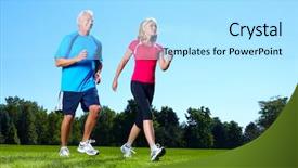  Presentation with senior living - Presentation theme with healthy living - happy senior couple jogging background and a arctic colored foreground