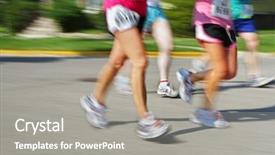  Presentation with marathon - Slides with healthy living - marathon motion blur bib numbers background and a gray colored foreground