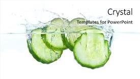  Presentation with splashing - Audience pleasing slide deck consisting of healthy living - sliced cucumber splashing water isolated backdrop and a white colored foreground