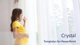  Presentation with healthy living - PPT theme consisting of healthy living - young beautiful pregnant woman standing background and a sky blue colored foreground