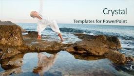  Presentation with mother doing yoga kids - Amazing presentation theme having healthy living - young woman doing yoga exercise backdrop and a sky blue colored foreground