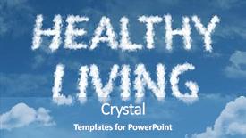 Presentation with healthy living - Presentation theme with healthy living cloud word background and a teal colored foreground