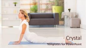  Presentation with lady - Colorful slide set enhanced with healthy living cute - elegant mature lady doing yoga backdrop and a lemonade colored foreground