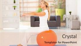  Presentation with exercise n old age - Slide deck having healthy living cute - fit middle aged woman sitting background and a coral colored foreground