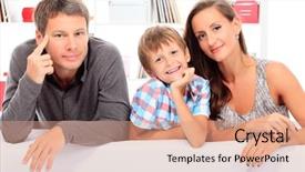  Presentation with new parents at home baby - Colorful slide deck enhanced with healthy living cute - happy parents with their son backdrop and a  colored foreground