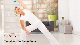  Presentation with physical fitness old age - Colorful slide deck enhanced with healthy living cute - middle aged woman doing fitness backdrop and a lemonade colored foreground