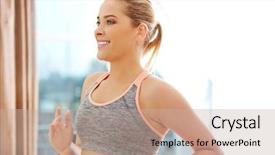  Presentation with healthy living - Slide set featuring healthy living cute - smile young woman doing exercise background and a mint green colored foreground