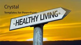  Presentation with healthy living - PPT theme featuring gym marketing - healthy living sign background and a gold colored foreground