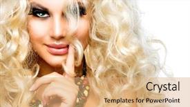  Presentation with nail salon - Audience pleasing theme consisting of healthy long curly hair backdrop and a  colored foreground