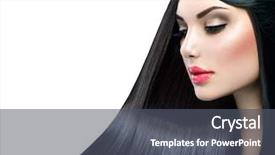  Presentation with beauty cosmetic - PPT layouts with healthy long straight shiny hair background and a dark gray colored foreground