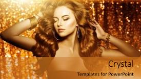  Presentation with shiny gold - Presentation theme featuring healthy long volume hair wave background and a gold colored foreground