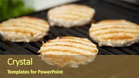  Presentation with burgers - PPT layouts featuring healthy low fat turkey burgers background and a tawny brown colored foreground