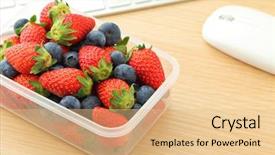  Presentation with healthy office - Cool new presentation theme with healthy lunch box at office backdrop and a coral colored foreground