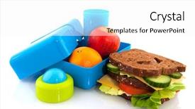  Presentation with take - Slides featuring healthy lunch box filled background and a white colored foreground