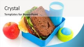  Presentation with lunch box - Colorful slides enhanced with healthy lunch box filled backdrop and a sky blue colored foreground