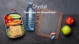 Presentation with text box - Presentation design featuring healthy-lunch-box-with-sandwich background and a gray colored foreground