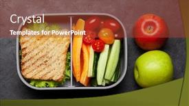  Presentation with lunch-box - Slide set enhanced with healthy-lunch-box-with-sandwich background and a tawny brown colored foreground