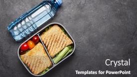 Presentation with lunch box - Colorful PPT theme enhanced with healthy-lunch-box-with-sandwich backdrop and a dark gray colored foreground