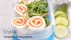  Presentation with lunch box - Slides having healthy lunch box background and a light blue colored foreground