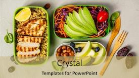  Presentation with lunchbox - Audience pleasing slide deck consisting of healthy lunch in boxes backdrop and a yellow colored foreground