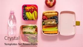  Presentation with lunch box - PPT theme enhanced with healthy-lunch-to-go-sandwitches background and a lemonade colored foreground