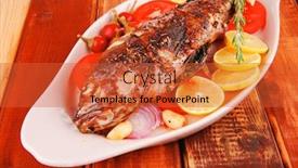  Presentation with lunch - Slide deck enhanced with healthy-lunch-whole-fried-sea and a red colored foreground