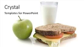  Presentation with healthy school lunch - Slides with healthy lunch with whole-meal background and a white colored foreground