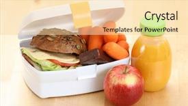  Presentation with healthy lunchbox - Theme enhanced with healthy lunchbox - box with sandwich fruits background and a lemonade colored foreground