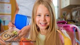  Presentation with school family - Amazing slide deck having healthy lunchbox - family - mother making breakfast backdrop and a coral colored foreground