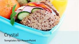  Presentation with lunch box - Colorful PPT theme enhanced with healthy lunchbox - lunch box with delicious sandwich backdrop and a arctic colored foreground
