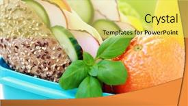  Presentation with healthy lunchbox - Amazing PPT layouts having healthy lunchbox - lunch box with delicious sandwich backdrop and a yellow colored foreground