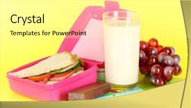  Presentation with lunch box - Presentation design consisting of healthy lunchbox - lunch box with sandwich grape background and a white colored foreground