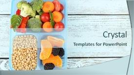  Presentation with healthy food - Presentation with healthy lunchbox - tasty vegetarian food in plastic background and a sky blue colored foreground