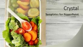  Presentation with vegetarian - Theme featuring healthy lunchbox - tasty vegetarian food in plastic background and a mint green colored foreground