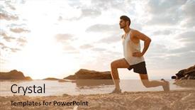  Presentation with athlete - PPT layouts having healthy man athlete doing squats background and a coral colored foreground