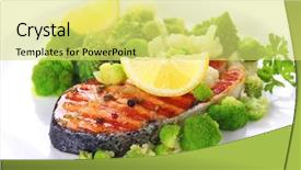  Presentation with cauliflower - Amazing PPT layouts having fresh healthy food - grilled salmon with broccoli backdrop and a yellow colored foreground