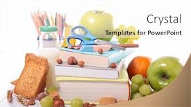  Presentation with healthy - Cool new presentation theme with alimentation - healthy meal for school backdrop and a white colored foreground