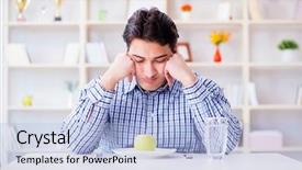  Presentation with diet - Amazing presentation design having healthy menu planning - man on special diet programm backdrop and a light blue colored foreground